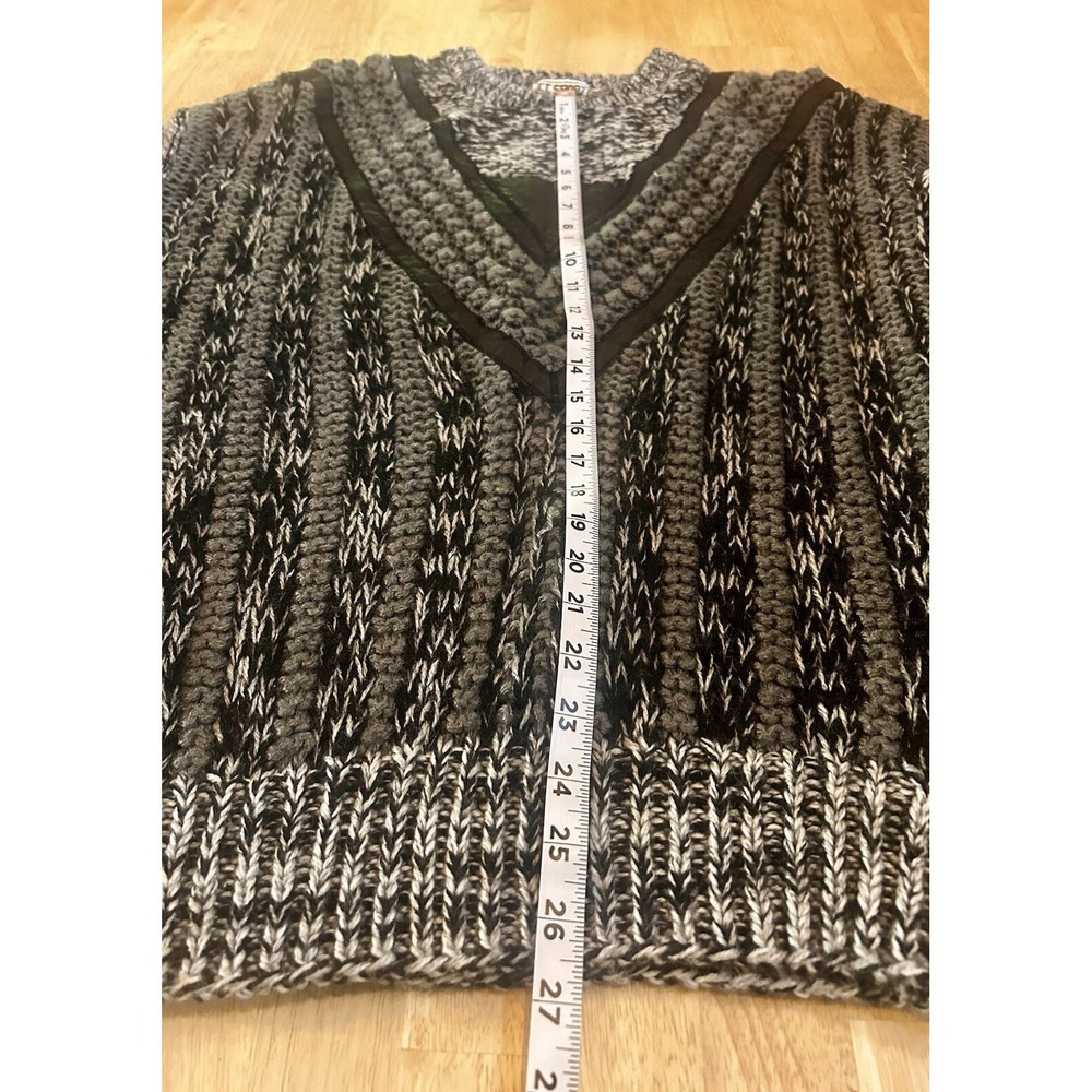 Vintage 80s CC Sport Pullover Sweater Men's M Leather Trim Streetwear Cosby - Picture 9 of 10